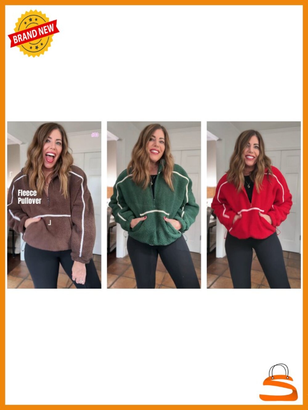 Sherpa Fleece Half Zip Pullover Oversized Sweatshirt - Picture 6 of 6
